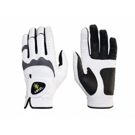 Hirzl Trust Hybrid Golf Gloves Mens Worn on Left Hand (Right Handed Golfer) Super-Strong Kangaroo Leather White / Black Small Ultra Grip Mitt
