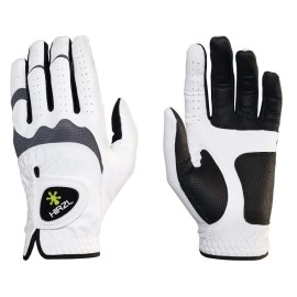 Hirzl Trust Hybrid Golf Gloves Mens Worn on Left Hand (Right Handed Golfer) Super-Strong Kangaroo Leather White / Black X-Large Ultra Grip Mitt