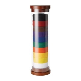 Century Martial Arts Belt Display - Holds 10 Levels of Achievement Ideal for Karate, Jiu Jitsu, Taekwondo and Other Belts Acrylic Cylinder with Wooden Top and Bottom