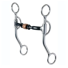 Reinsman 776 All Around Curb Bit for Horse - 3-Piece Sweet Iron Snaffle with Copper Roller - Stage C, 7 Cheeks, 5 Mouth7/16 3-Piece Snaffle w Roller