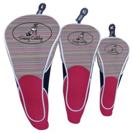 Sassy Caddy Womens Ritzy Set of Golf Headcovers, Grey/Hot Pink/Black