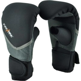 MaxxMMA Neoprene Washable Heavy Bag Gloves - Boxing Punching Training (Black, L/XL)