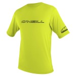 O'Neill UV Sun Protection Youth Basic Skins Short Sleeve Tee Sun Shirt Rash Guard, Lime, 12