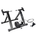 Exercise Bike Trainer - Indoor Bicycle Training Stand With Quiet 5-Level Magnetic Resistance and Front Wheel Riser Block By Bike Lane Black 15.75