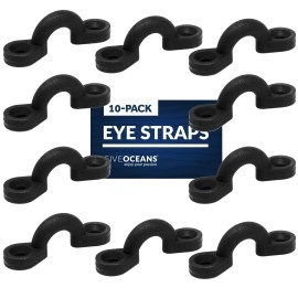 Five Oceans 10-Pack 1/4-Inch Nylon Bungee Deck Loops, Tie Down Pad Eye Straps for Boat Kayak Canoe Deck Rigging - FO2866