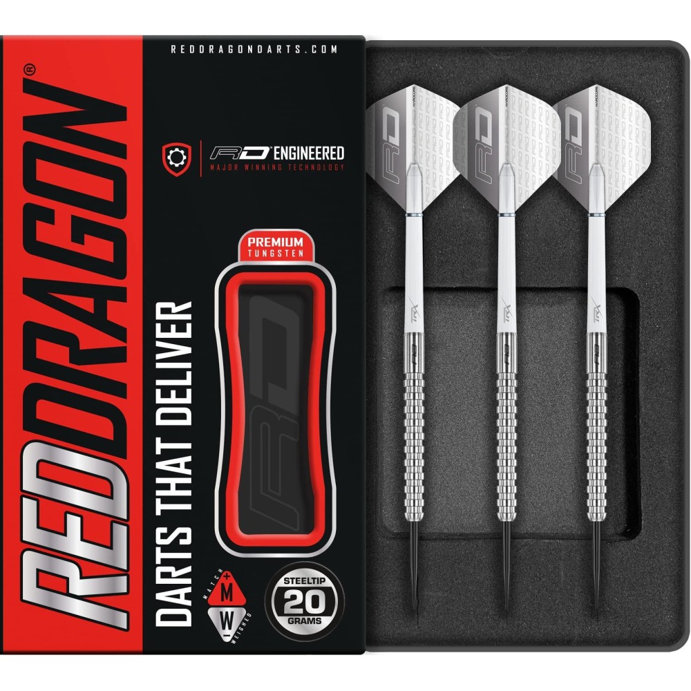RED DRAGON Javelin: 22g - Tungsten Darts Set with Flights and Stems