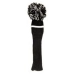 Classic Knit Spandex Pom Pom Golf Headcovers Drivers, Fairway Woods, Hybrids Putters (Black, Driver) (Each Sold Seperately)