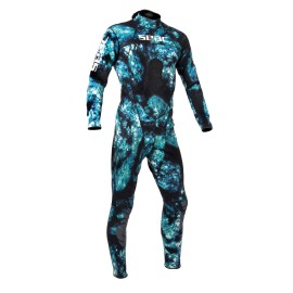 SEAC Mens Body-Fit One-Piece Camouflage 1.5 mm Neoprene Scuba Diving Spearfishing Wetsuit, Small