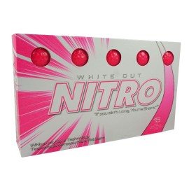 Nitro Long Distance Peak Performance Golf Balls (15PK) All Levels White Out 70 Compression High Velocity White Hot Core Long Distance Golf Balls USGA Approved-Total of 15-Hot Pink