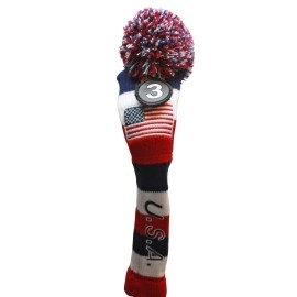 Majek U.S.A Hybrid Golf Pom Pom Knit Rescue Utility Club Head Cover