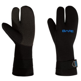 Bare 7MM K-Palm 3-Finger Mitt Designed for Scuba Diving in Colder Waters 3 Finger Design Provides Extra Warmth Kevlar Material Covers Glove to Provide Additional Abrasion Protection S