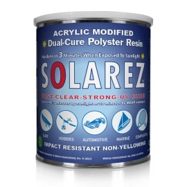 SOLAREZ UV Cure Acrylic Modified Polyester Resin (Gallon) ~Surfboard Manufacturing Epoxy, Boat & PWC Repair, Canoes & Kayaks Composites, Fabrication, Woodworking, Pool, SPA, & Tub,
