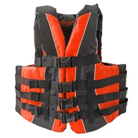 Adult Fully Enclosed Neoprene and Polyester Life Jacket Vest (Neon Orange)