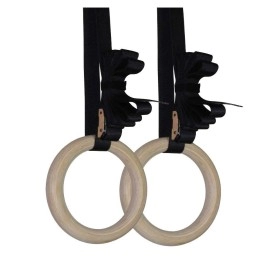 Titan Fitness Wooden Gymnastics Rings with Cam Buckle Straps, Home Gym Equipment, 8?