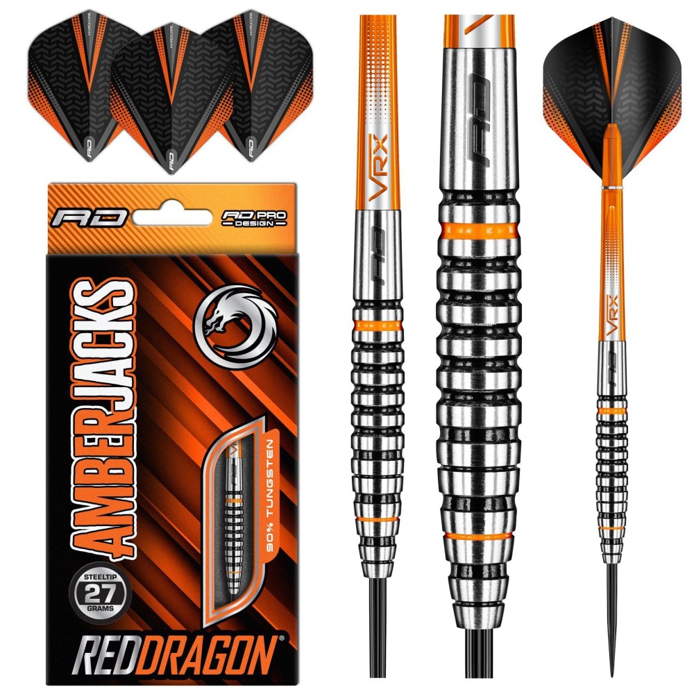 RED DRAGON Amberjack 14: 25g Tungsten Darts Set with Flights and Shafts (Stems)