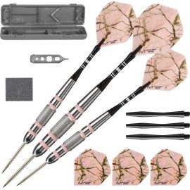 Fat Cat by GLD Products Realtree APC Pink Camo Steel Tip Darts with Storage/Travel Case, 23 Grams , Black