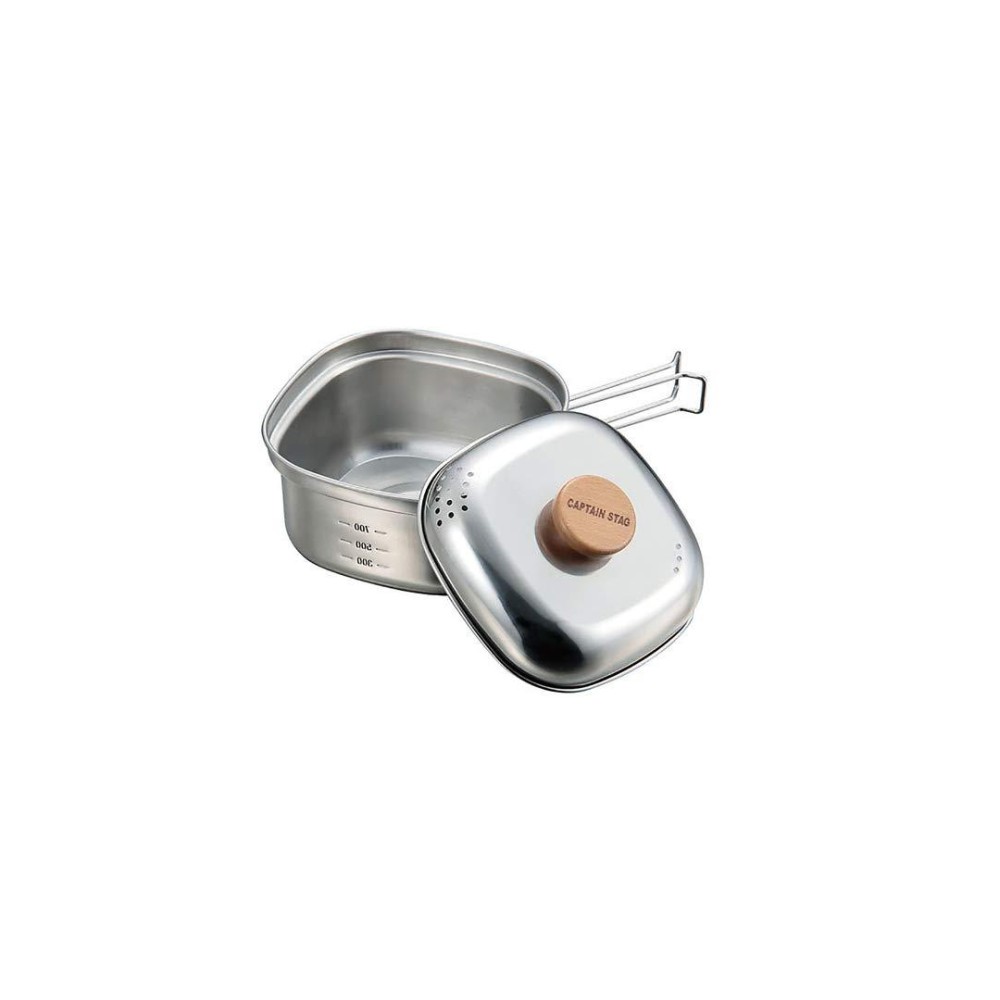 Captain Stag UH-4202 Camping Pot, Stainless Steel, Square, Ramen, Cooker, 0.4 gal (1.3 L)