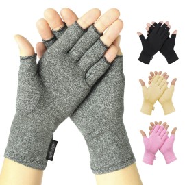 Vive Arthritis gloves - Men, Women Rheumatoid compression Hand glove for Osteoarthritis- Arthritic Joint Pain Relief - carpal Tunnel Wrist Support - Open Finger, Fingerless Thumb for computer Typing