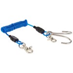 Scuba Choice Diving Stainless Steel Reef Double Hook with Spiral Coil Lanyard, Blue