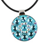 PINMEI Beautiful Crystal Golf Ball Marker with Bling Black Necklace for Women Golf Gift