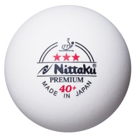 Nittaku NB-1301 Three Star Premium Table Tennis Balls, Official Rigid Ball, Plastic, Pack of 12, White, 1.6 inches (40 mm)