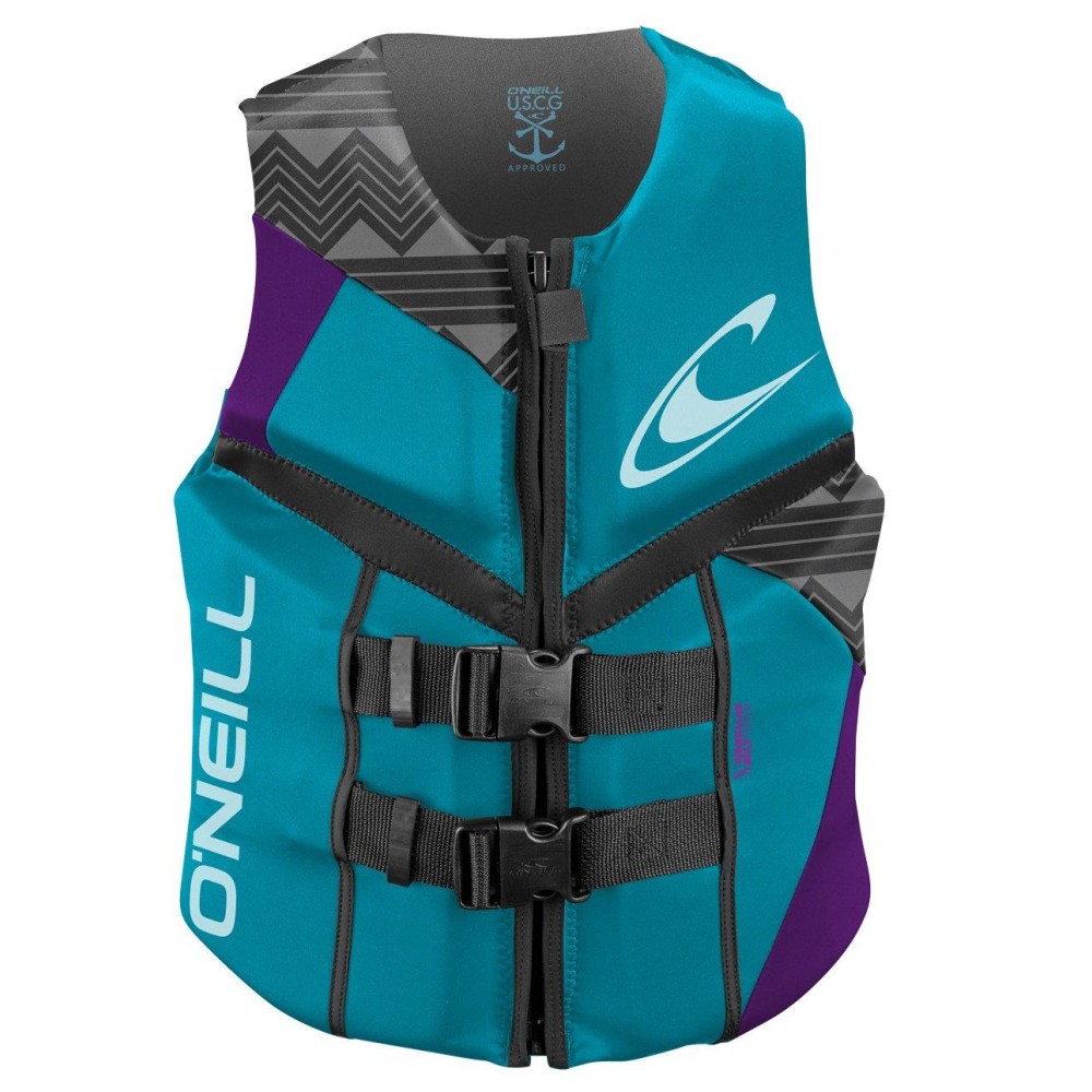 O'Neill Women's Reactor USCG Life Vest, Turquoise/UV/Black,8