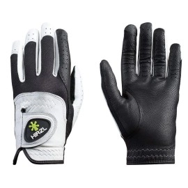 HIRZL Trust Control Mens Textured Palm Kangaroo Leather Golf Glove (Left Hand, Medium Large, Black/White)