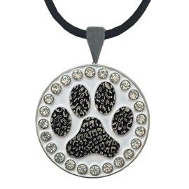 Giggle Golf Bling Golf Ball Marker With A Magnetic Pendant Necklace for Women (Paw Print)