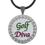 Giggle Golf Bling Golf Ball Marker With A Magnetic Pendant Necklace for Women (Golf Diva)