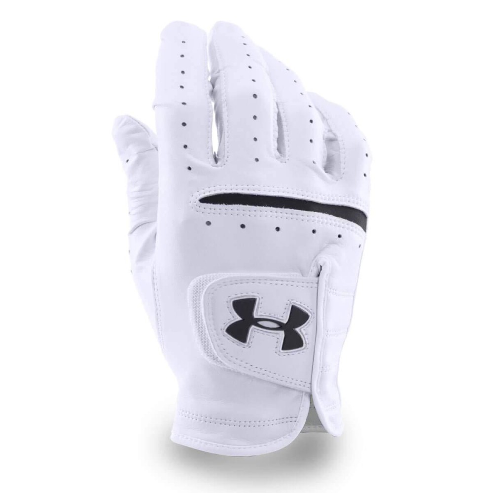 Under Armour Mens Strikeskin Tour Golf Gloves , White (100)/Black , Right Hand X-Large