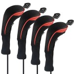 Andux 4 Pack Long Neck Golf Hybrid Club Head Covers Dial No. Tag CTMT-01 Red