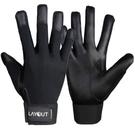 Layout Ultimate Frisbee Gloves - Ultimate Grip and Friction to Enhance Your Game! Perfect for Ultimate, DG and All Disc Sports! (Black, Large)