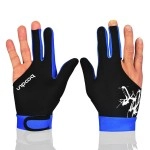 MIFULGOO Man Woman Elastic 3 Fingers Gloves for Billiard Shooters Carom Pool Snooker Cue Sport - Wear on The Right or Left Hand (Black Blue, L)