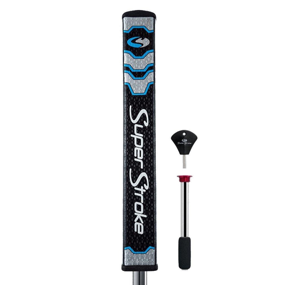 SuperStroke CounterCore Flatso Golf Putter Grip, Black/Blue (Flatso 3.0) Consistent and Reliable Putting Stroke Reduces Face Angle Rotation Adjustable Weight System Unique Parallel Design
