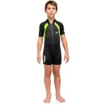 Cressi Kids Swimsuit Short Sleeve, Black/Lime, L