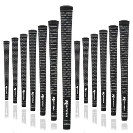 Karma Velour Golf Grip Set for Regripping Golf Clubs, 13 Black/White Standard Size Rubber All Weather Comfort Performance & Improved Control Velvet Style Ribbed Reminder Replacement Golf Grips for Men