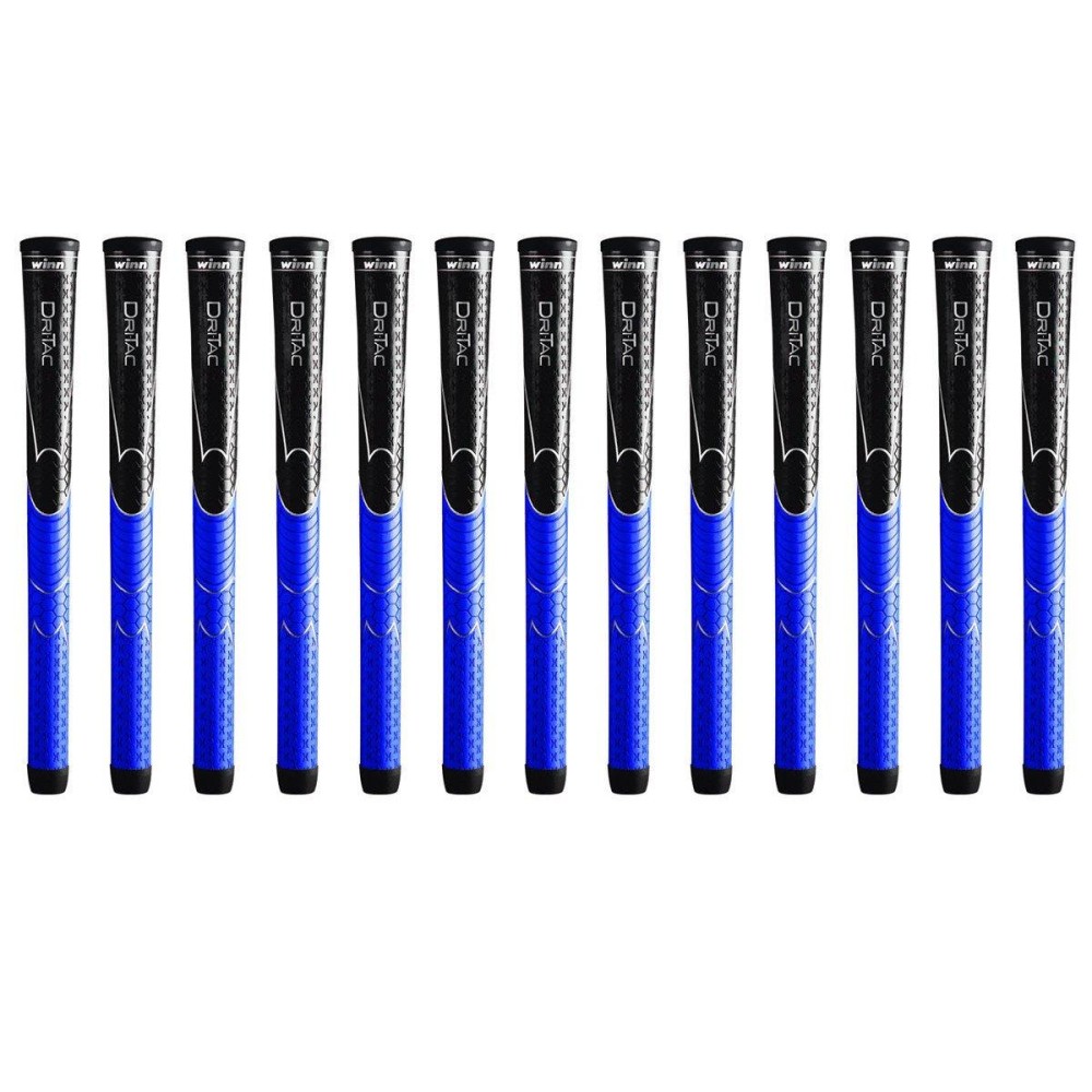 Winn Dri-Tac Midsize (+1/16 Inch) Black/Blue 13 Piece Golf Grip Bundle (