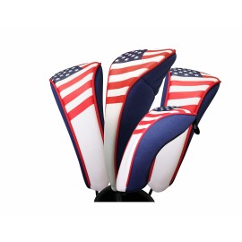 USA Patriot Golf Zipper Head Covers 1 3 5 H Driver Hybrid Fairway Headcovers
