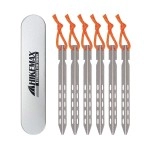 Hikemax Ultralight Titanium Tent Stakes 6 Pack - V-Shaped Tent Pegs with Reflective Pull Cords - Made for Camping