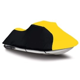 Black/Yellow Super Heavy-Duty, TOP of The LINE Cover Compatible for Sea Doo Sea-Doo Bombardier Jet SKI RXP 2004 2005 2006 2007 2008 Jet Ski Trailerable Cover