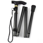 YUGENG Aluminum Metal Folding Walking Stick with Adjustable Height and Non-slip Rubber Base (BLACK)