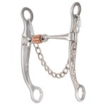 Classic Equine Interpreter Shank Roping Bit with Swivel Smooth Bar Copper Roller Dogbone, 6.75-inch
