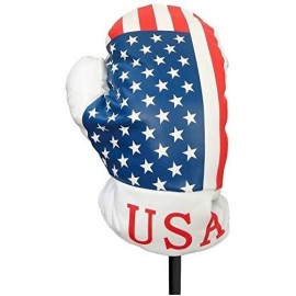 USA Boxing Glove Golf Head Cover - Fits 460cc Driver - Patriotic Red White & Blue American Flag Golf Club Headcover