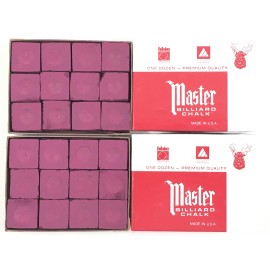 Made in the USA - 2 Boxes of Master Chalk - 24 Pieces for Pool Cues and Billiards Sticks Tips (Burgundy)