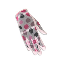 HJ Glove Womens Right Hand Solaire Full Length Golf Glove, Large, Pink Dots