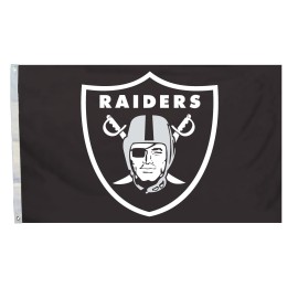 Fremont Die NFL Oakland Raiders Oakland Raiders 2 Ft. X 3 Ft. Flag with Grommets, Black, (92004B)