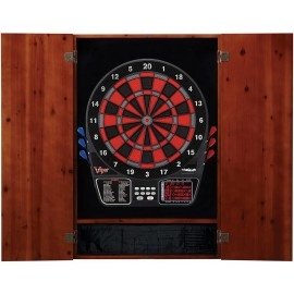 Viper by GLD Products, Cinnamon Finish Viper Metropolitan Solid Wood Cabinet & Electronic Ready-to-Play Bundle: Deluxe Set (797 Dartboard and Darts), One Size