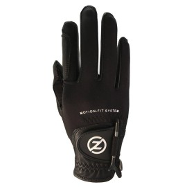 Zero Friction Mens Motion Fit by Johnny Miller Golf Glove, Black/Black Flap, Right Hand, One Size