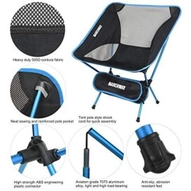 MARCHWAY Ultralight Folding Camping Chair, Portable Compact for Outdoor Camp, Travel, Beach, Picnic, Festival, Hiking, Lightweight Backpacking (Sky Blue)