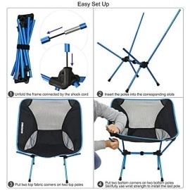 MARCHWAY Ultralight Folding Camping Chair, Portable Compact for Outdoor Camp, Travel, Beach, Picnic, Festival, Hiking, Lightweight Backpacking (Sky Blue)